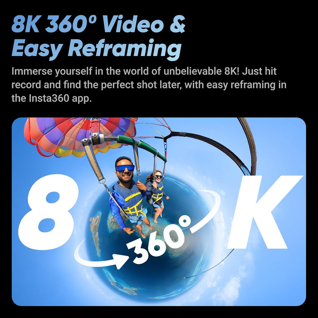 Insta360 X4 Get-Set Bundle - 8K Waterproof 360 Action Camera, 4K Wide-Angle Video, Invisible Selfie Stick Effect, Removable Lens Guards, 135 Min Battery Life, AI Editing, Stabilization