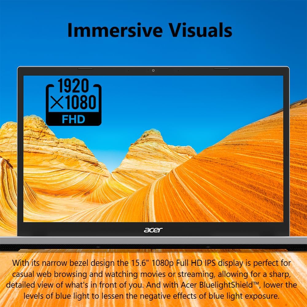 acer Aspire Go 15 AI Ready Laptop | 15.6' FHD (1920 x 1080) IPS Display | Intel Core 3 Processor N355 | Intel Graphics | 8GB DDR5 | 128GB UFS | Wi-Fi 6 | Windows 11 Home in S Mode | AG15-32P-39R2