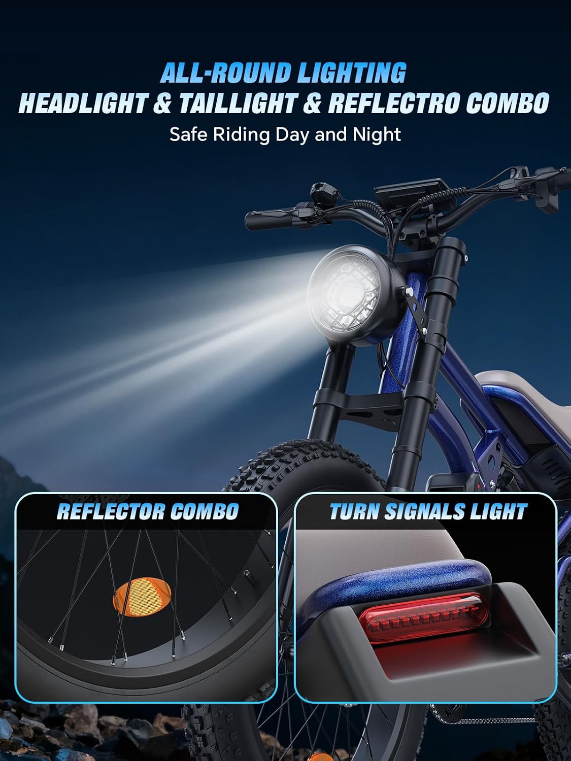 35 MPH Electric Bike for Adults, 3000W Peak Power Electric Motorcycle, 24' Fat Tire Electric Mountain Bike, 48V 20.8Ah Battery, All Terrain Ebike for Mountains, Beach, Snow, Sand