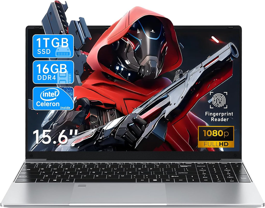NAIKLULU Gaming Laptop,Window 11 Pro Laptop Computer, 15.6 Inch Lap Top，16GB RAM 1TB SSD,1920 * 1080 Display,WiFi 5,BT5.0,N5095 Processor(up to 2.9Ghz),Backlit Keyboard,Fingerprint Unlock