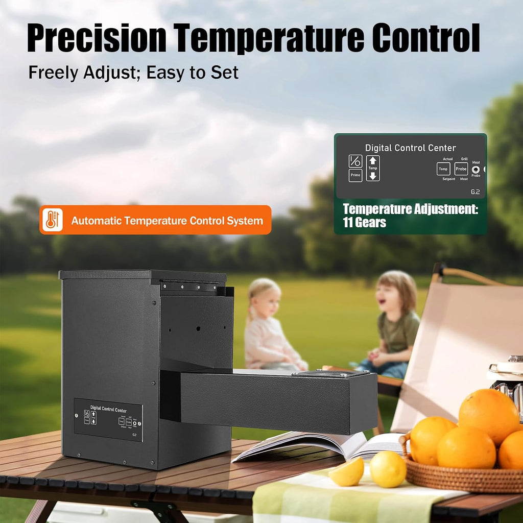 Pellet BBQ Smoker Hopper Assembly Kit, 250W 110V Electric Wood Pellet Smoker Grill Part Pellet Smoker Conversion Kit with Digital Temperature Controller for BBQ Smoke Bake Roast Braise Grill
