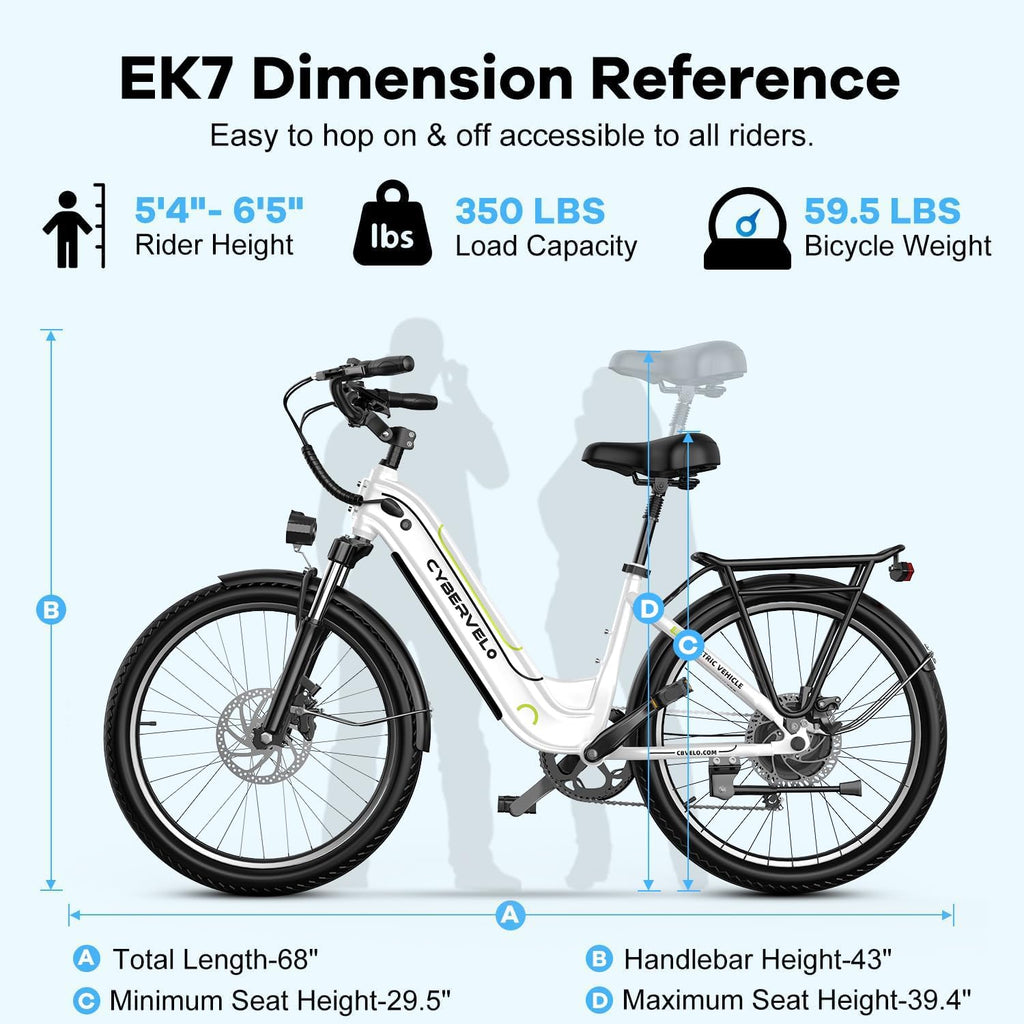 Cybervelo 750W Peak Electric Bike for Adults,up 80 Miles Removable Battery Ebike, 26' Electric E Bike with 7-Speed,Adult Electric Bicycles for Commute Beach Snow Womens/Man All Terrain
