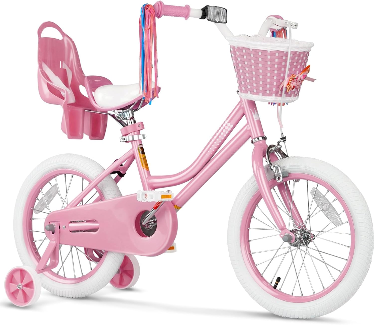 Glaf Toddler Girls Bike 12 14 16 20 Inch Girls Bike with Training Wheels Age 2-12 Years Old Bicycle Kids Bike with Basket and Doll Seat Adjustable Seat