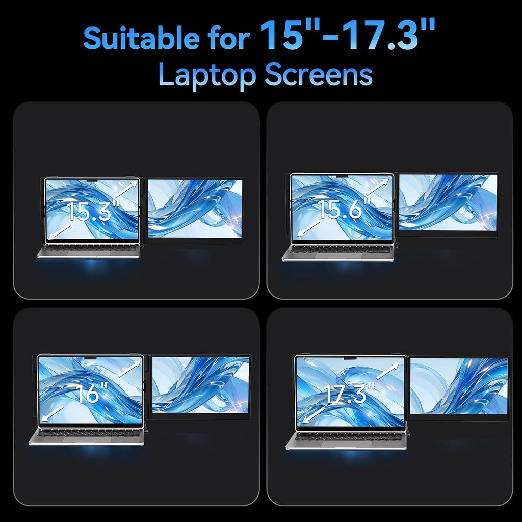 Laptop Screen Extender, 15.3' 16:10 IPS 100% sRGB Portable Travel Monitor for Laptop, FHD 1200P External Display Screen, Dual Screen Attachment Plug & Play for Mac Windows