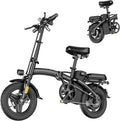 Folding Electric Bike for Adults, 500W Motor, 23MPH, 14' Mini Ebike | Pedal Assist | 30° Uphill | Shock Absorbers | 48V12AH Removable Battery | UL 2849 | Dual Disc Brake | 38 Miles PAS Range (T1)