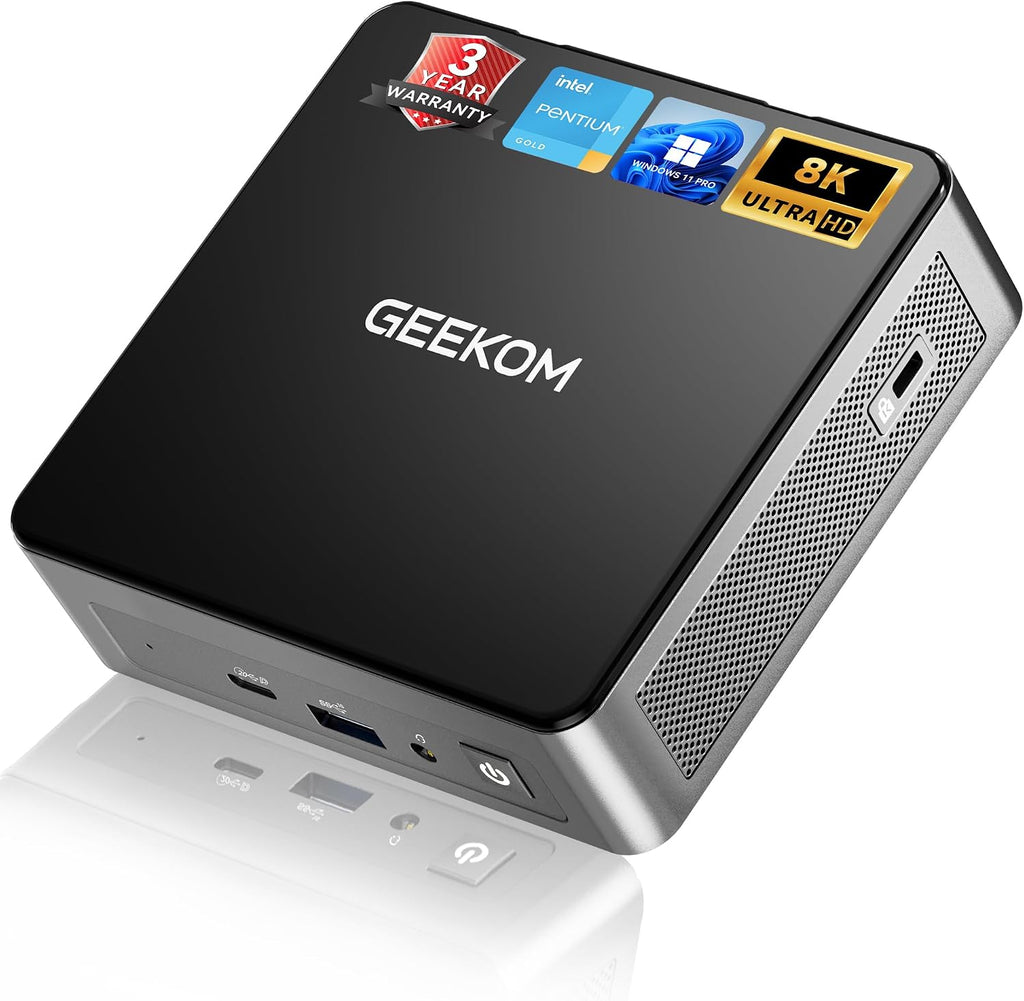 GEEKOM Air12 Mini PC (2026), Intel Pentium 7505 (Up to 3.5GHz), 8GB RAM (Dual-Slot Upgradeable), 256GB M.2 SSD, 3-Year Warranty, Metal Mid-Frame, 8K & Triple 4K Display, WiFi 6, Business & Office PC