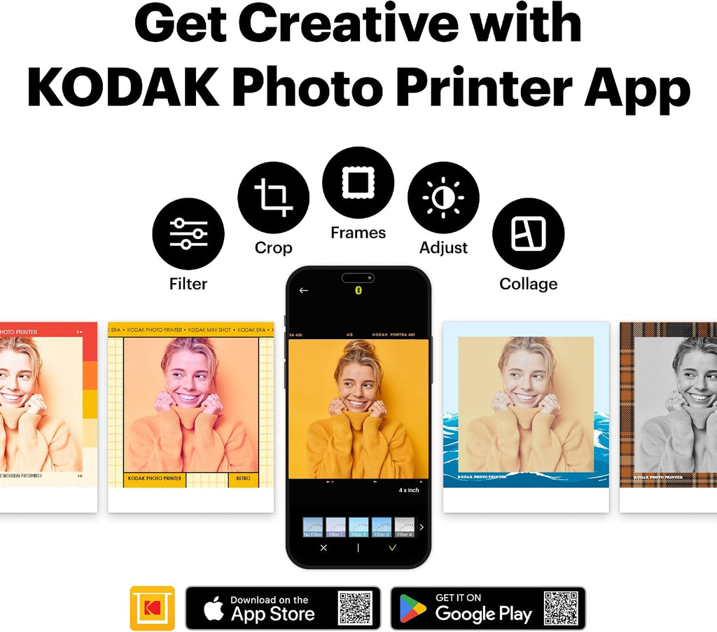 KODAK Mini Shot 3 Retro 3x3' Instant Digital Camera & Photo Printer, 38 Sheets, 2-in-1 Portable Print Camera, Bluetooth Smartphone Printer for iOS & Android, 4PASS Dye Sublimation, White