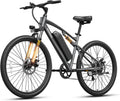 QRONGE Electric Bike for Adults, Full Suspension Ebike, 1000W Peak Motor 486Wh Battery, 28MPH(PAS Mode) Mountain Electric Bicycles, 7 Speed, 26'' Tire, Up to 70 Miles, Zephyr