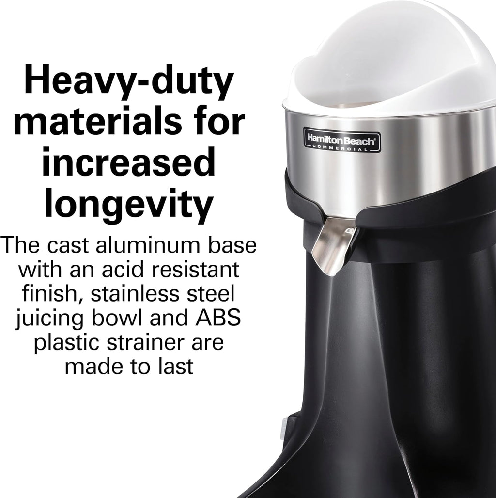 Hamilton Beach Commercial Electric Citrus Juicer from the FreshMark Line, Fills a Glass of Juice in Less than 30 Seconds, Powerful Motor, 3 Reinforced Reamers, NSF Certified, HCJ967R