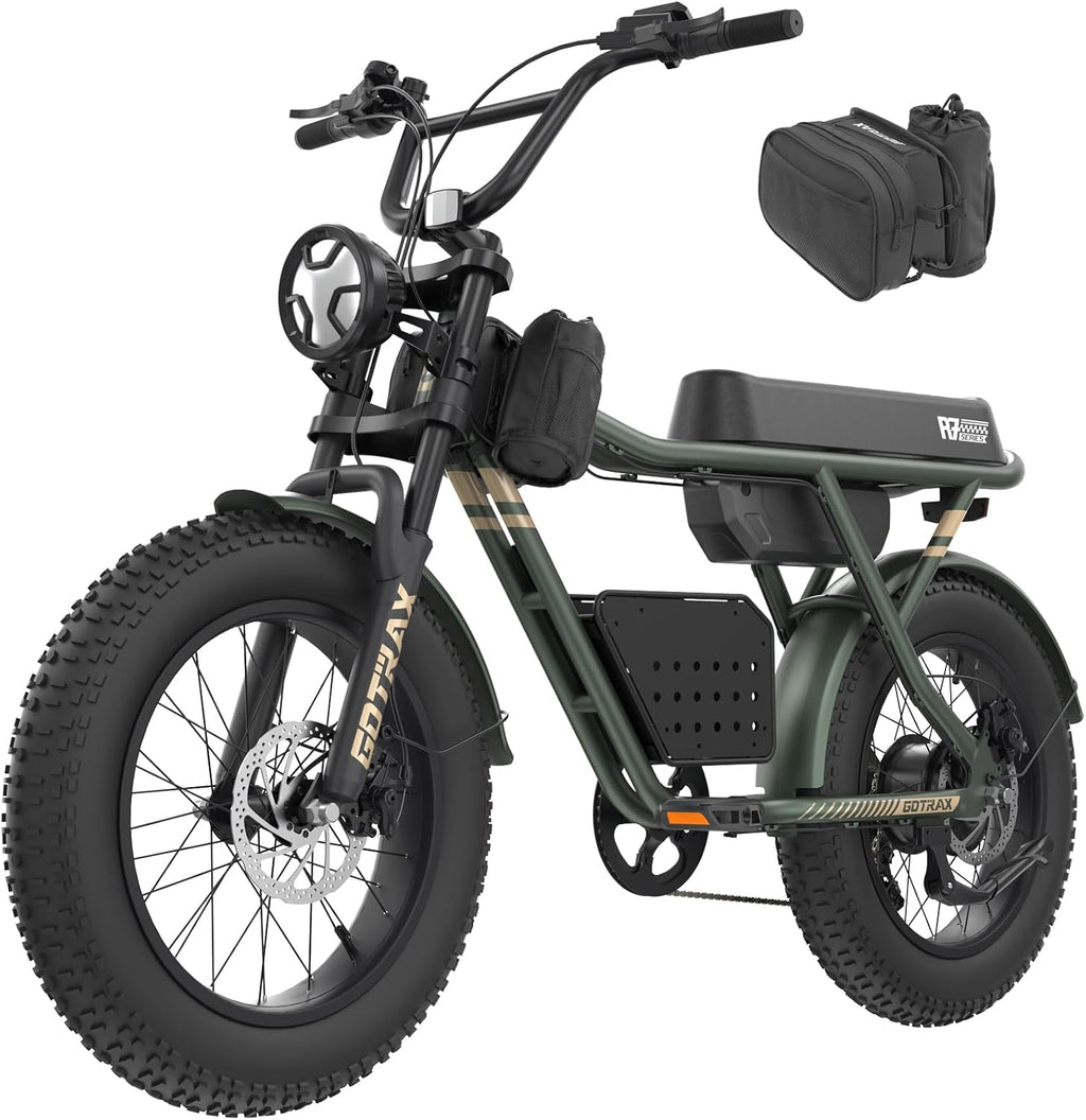 Gotrax R7 Electric Bike for Adults, 750W Motor, 25mph, Max 45-Mile Range, 20' Fat Tire, UL Certified, 48V Removable Battery, Oversized Padded Seat, Basket&Frame Bag, Easy Assembly for City&All-Terrain