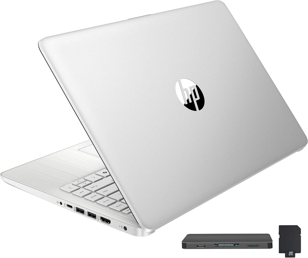 HP Stream 14' Laptop with AI Copilot, Flagship for Students & Business, 13th Gen Intel 4-Core, 4GB RAM, 256GB Storage (128GB UFS + 128GB Docking Station), Office 365 1-Year, Win 11 S, Natural Silver