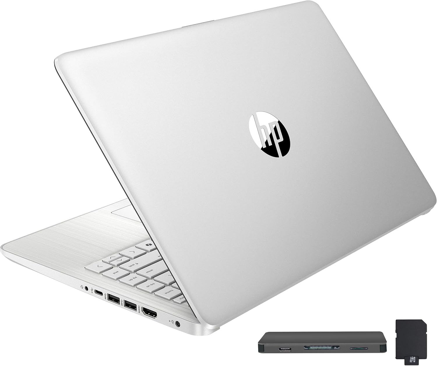HP Stream 14' Laptop with AI Copilot, Flagship for Students & Business, 13th Gen Intel 4-Core, 4GB RAM, 256GB Storage (128GB UFS + 128GB Docking Station), Office 365 1-Year, Win 11 S, Natural Silver