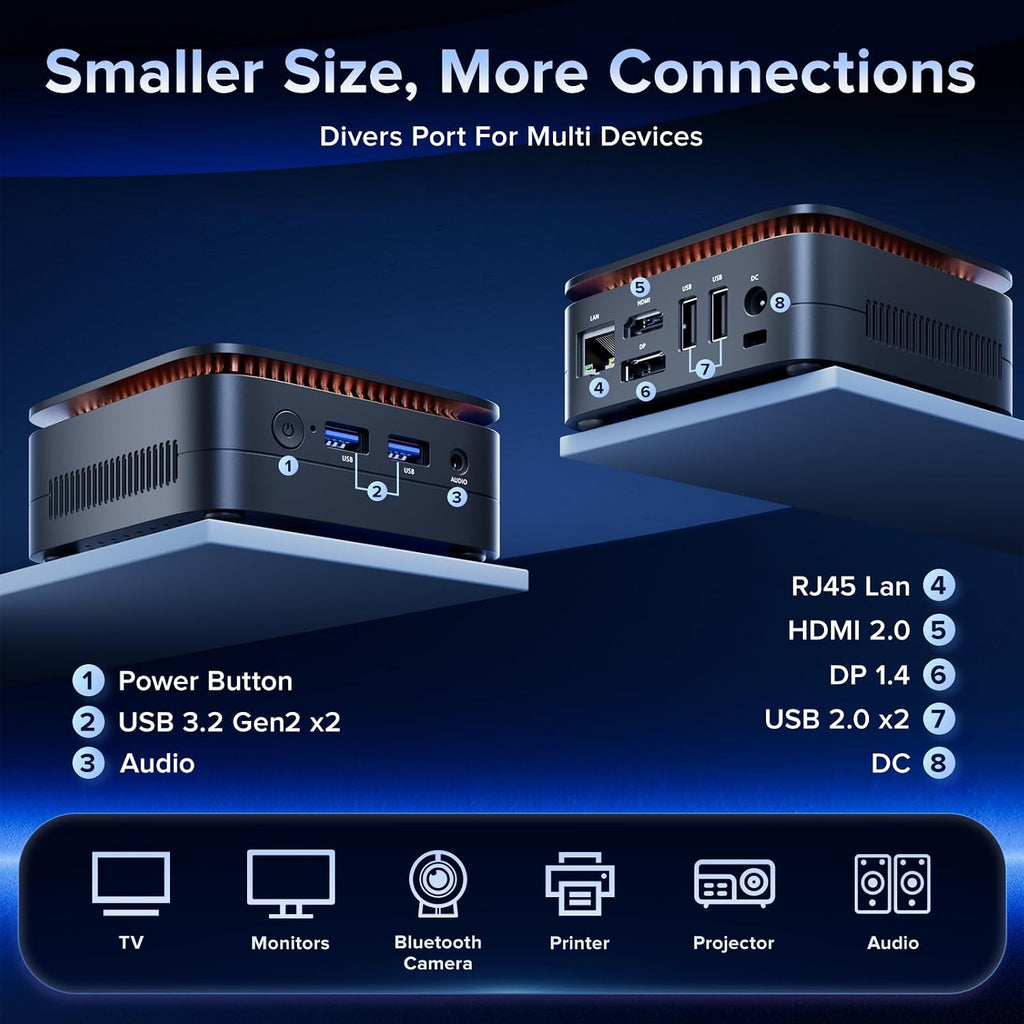 KAMRUI Essenx E1 Mini PC, W-11 Pro 12th N95 Mini Computers(Beat N100, up to 3.4GHz), Mini Desktop Computers 16GB RAM 1TB SSD,Desktop PC Support 4K HDMI+DP,Mini PC with Dual WiFi,Business Home Office