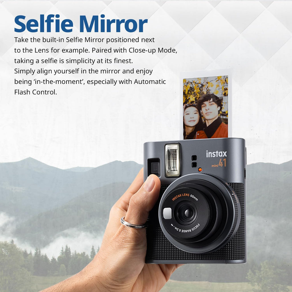 FUJIFILM Mini 41 Instant Film Camera Bundle – Instant Photo Camera with Fujifilm Mini Film (20 Sheets), Photo Album, Batteries, Cleaning Cloth & Accessories – Great Gift for Kids, Teens & Beginners
