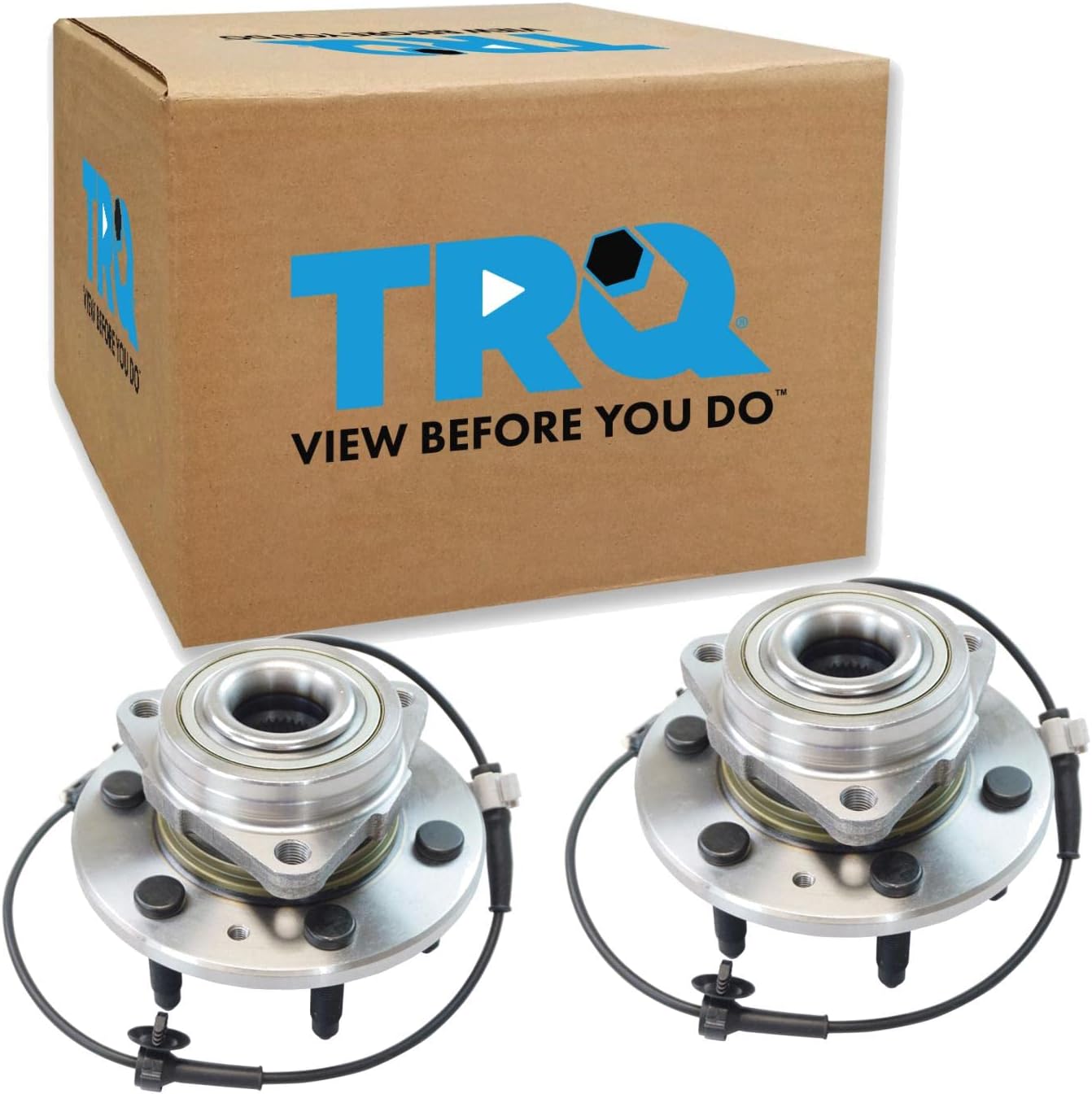 TRQ 2 Piece Front Wheel Bearing & Hub Assembly Set Compatible 15-20 Cadillac Escalade 4WD; 15-20 Cadillac Escalade ESV 4WD; 13-19 Cadillac XTS 6 Lug Wheels; 14-18 Chevrolet Silverado 1500 4WD