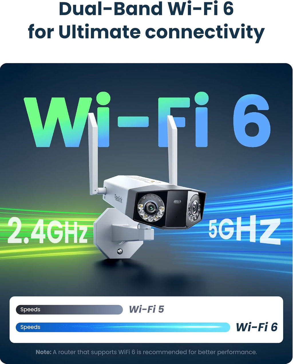 REOLINK 16MP WiFi Security Camera Outdoor, 180° Ultra-Wide Angle, Duo 3 WiFi, 2.4/5GHz Wi-Fi 6, Smart Detection, Color Night Vision, Two-Way Talk, IP67, Up to 512GB Storage, Plug-in Power (12V/2A)