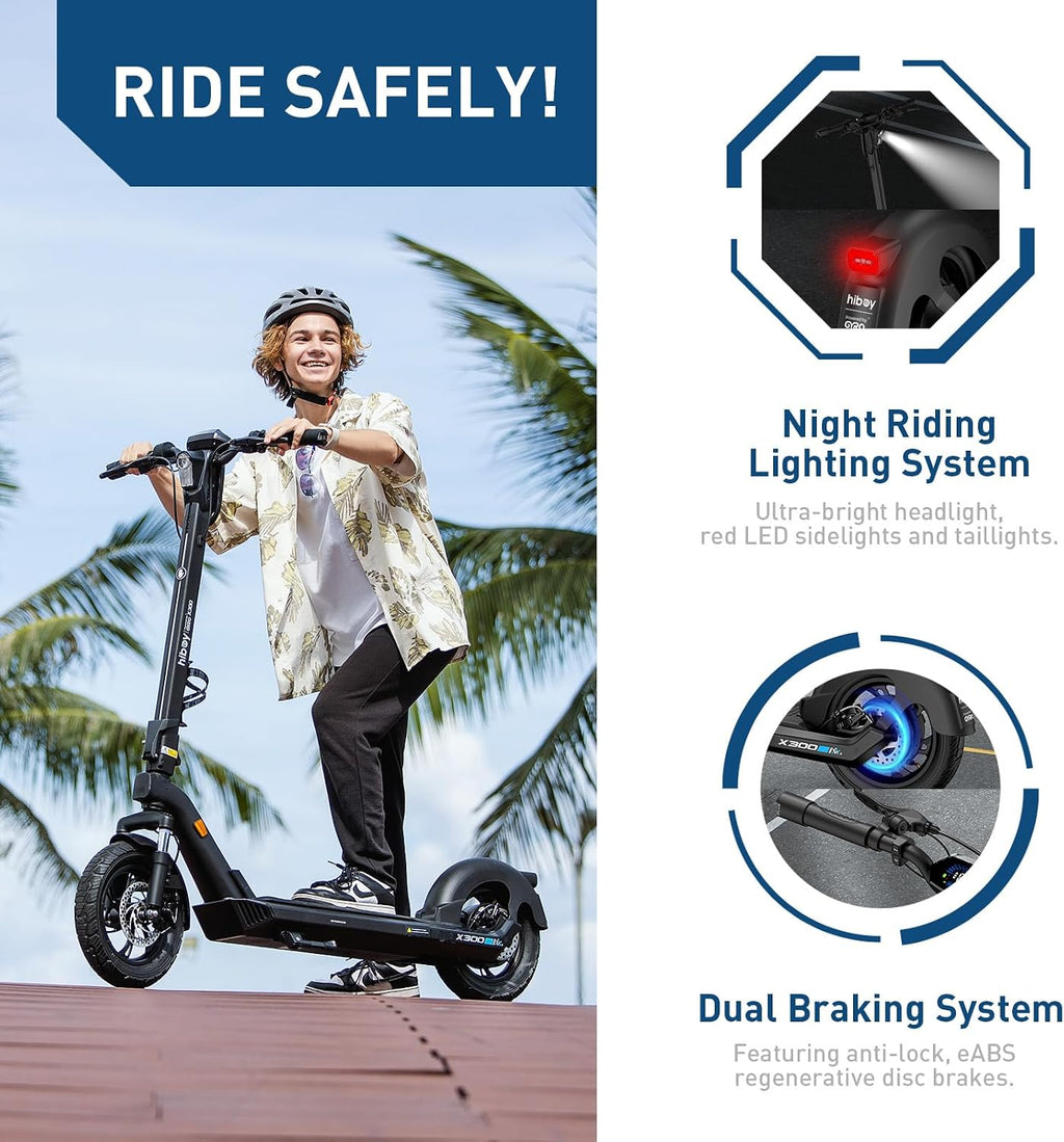 Hiboy S2 Pro/X300 Electric Scooter, 500W Motor, 10'/12' Tires, 25/38 Miles Range E Scooter, 19/23 Mph Folding Commuter Electric Scooter for Adults