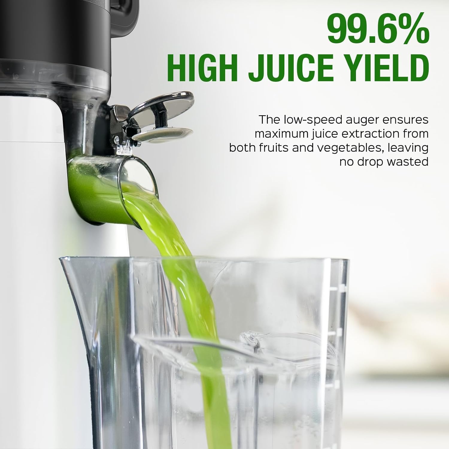 TUUMIIST Cold Press Juicer Machine, 5.3 Inch Extra Large Feed Chute for Whole Fruits, Easy to Clean Slow Juicer, High Yield, BPA Free - Classic White