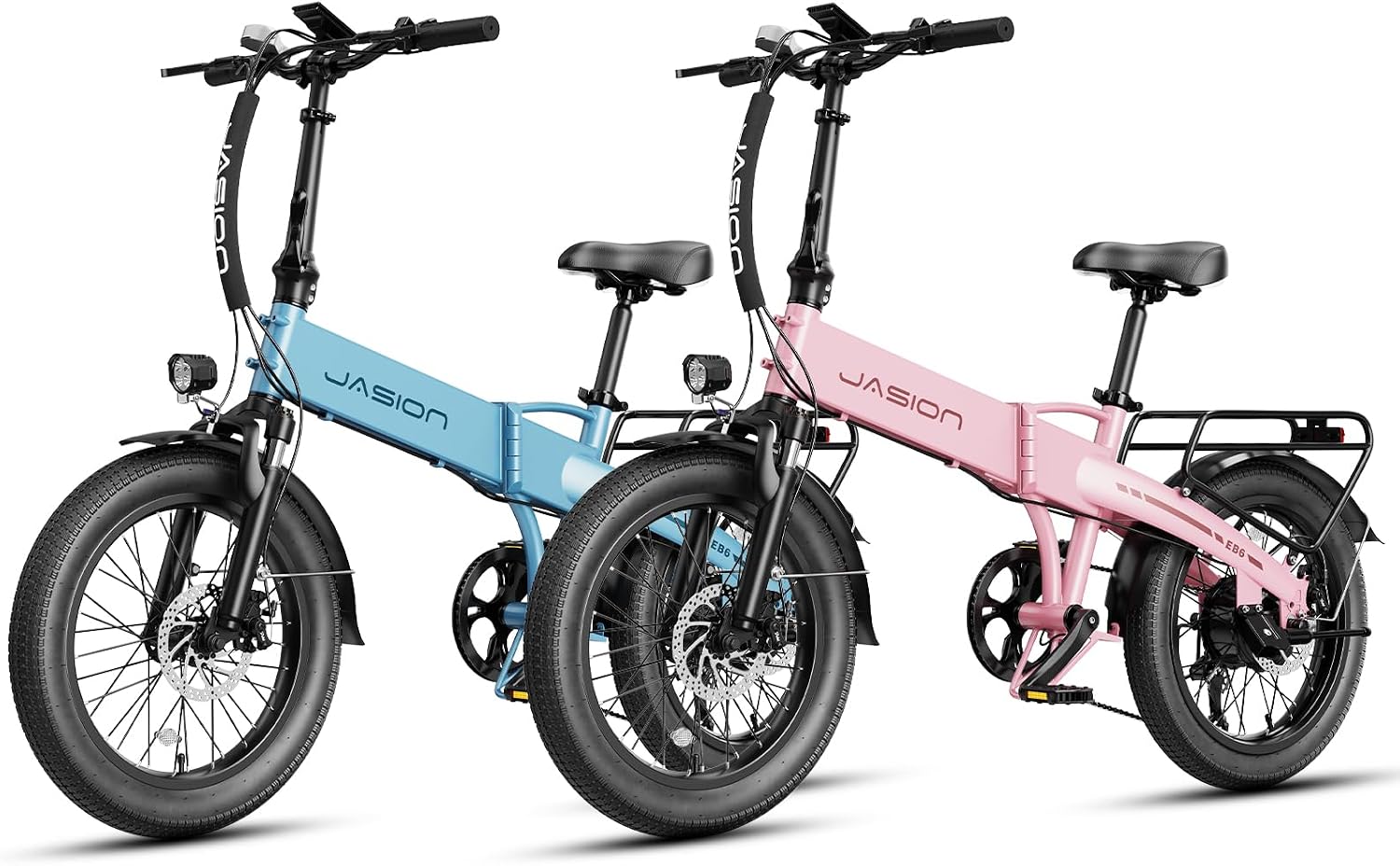 Jasion EB6 Foldable Electric Bike for Adults,【1200W Peak Motor, 25 MPH, 50 Miles Range】 20' Fat Tire Ebike with 48V Built-in Battery, Lightweight Aluminum Frame E Bike for Commuting, Off-Road, Travel