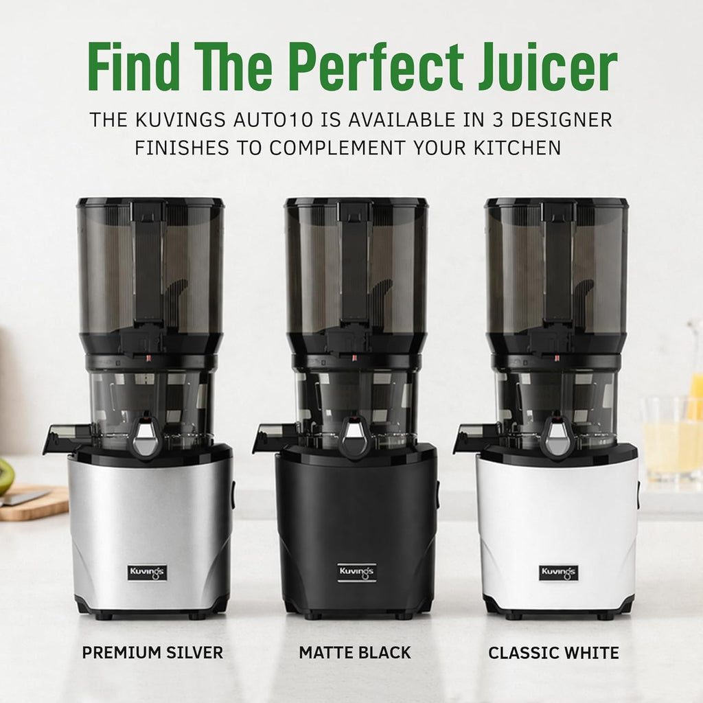 Kuvings AUTO10 Cold Press Juicer Machine – Self-Feeding for Hands-Free Use – Easy to Clean, Quiet 240W Motor, 100 oz Large Masticating Juicer – Designed for Silky Juice with Low Pulp – Matte Black