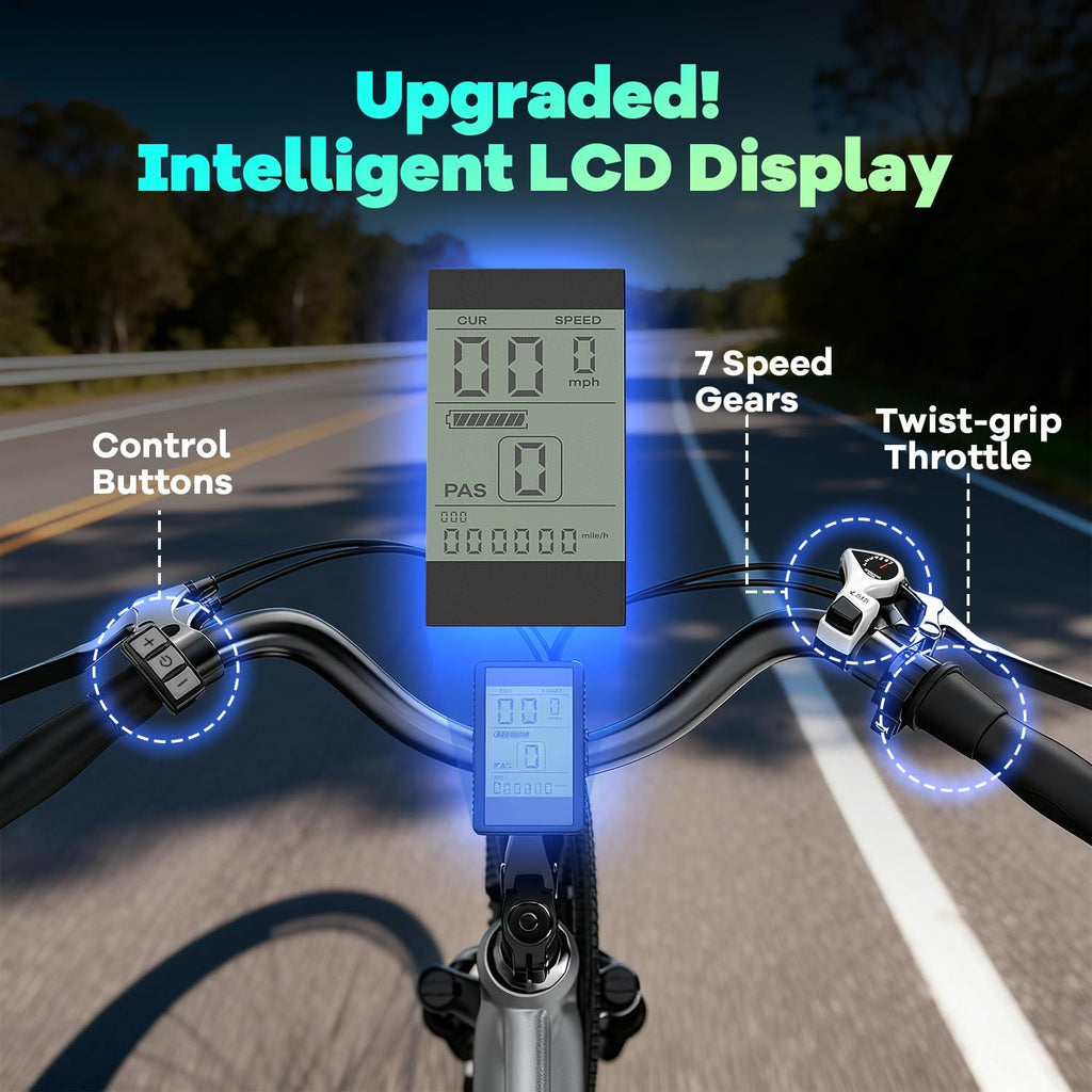Cybervelo 750W Peak Electric Bike for Adults,up 80 Miles Removable Battery Ebike, 26' Electric E Bike with 7-Speed,Adult Electric Bicycles for Commute Beach Snow Womens/Man All Terrain