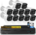 (2026 Update) 5MP Wired Security Camera System Outdoor, 16CH DVR with 12 x 122° Wide Angle Home Surveillance Cameras, IP67 Waterproof, Free App No Monthly Fee, Remote Control, 65ft Night Vision