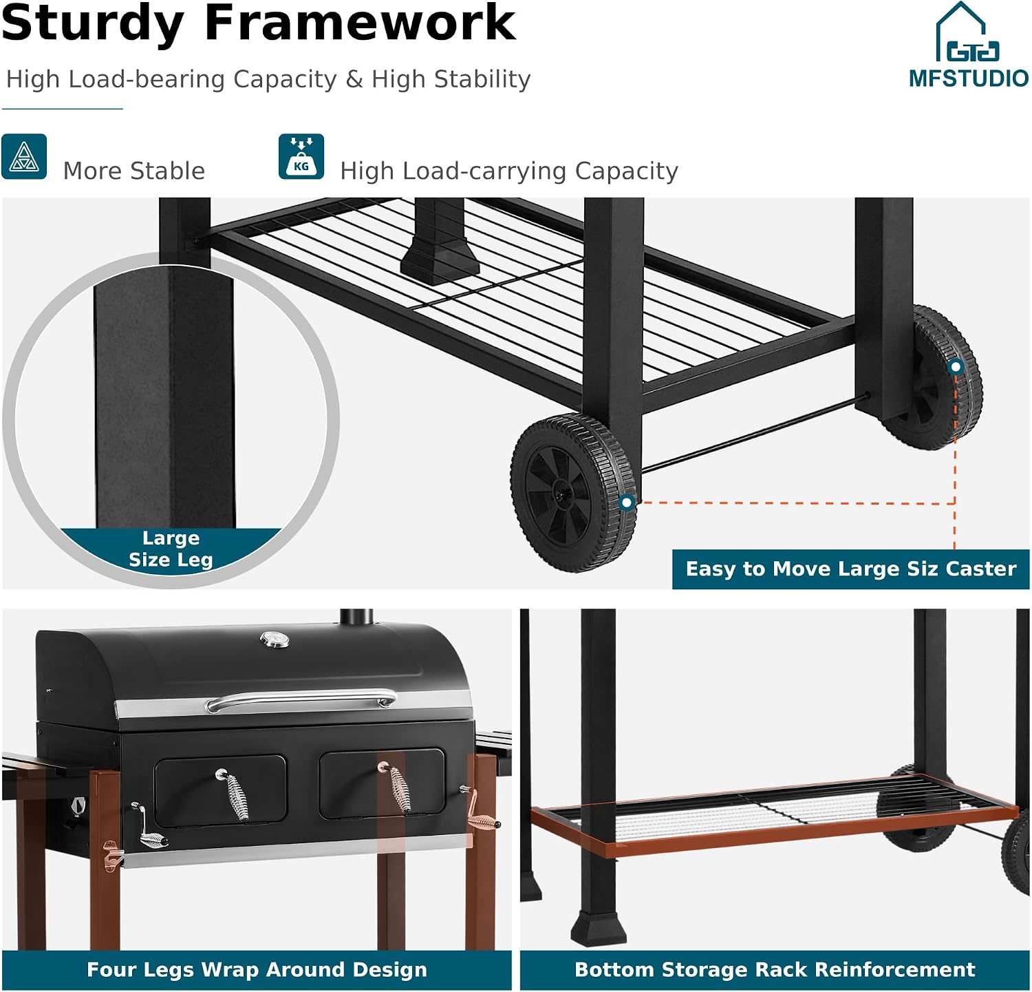 MFSTUDIO Extra Large BBQ Charcoal Grills with Adjustable Charcoal Trays, Barbecue Grill for Outdoor Cooking, 794 SQ.IN.