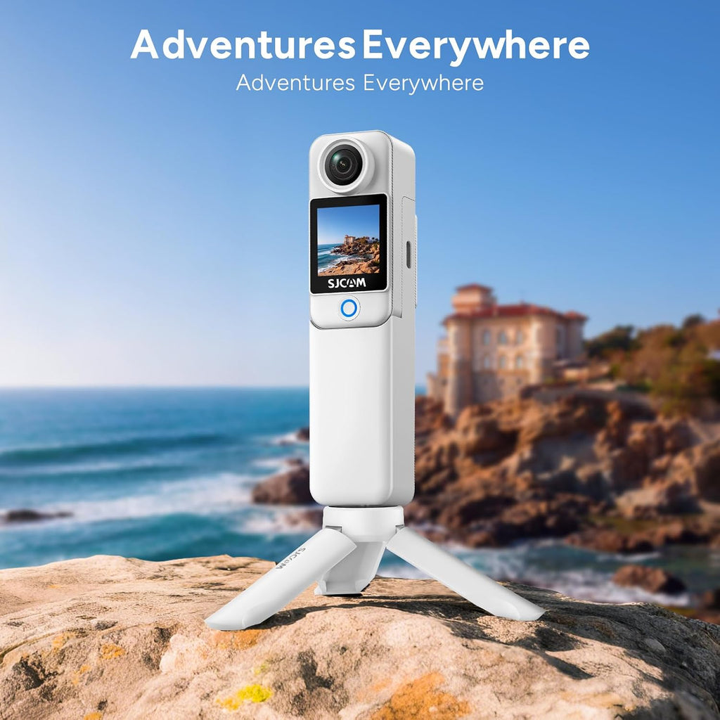 SJCAM C300 Vlogging Camera,64GB 4K Action Camera,Magnetic Body Cam & Handheld Detachable Design, Vlogs for Content Creators YouTube Streaming,7Hour Power,Stabilization,Waterproof,White