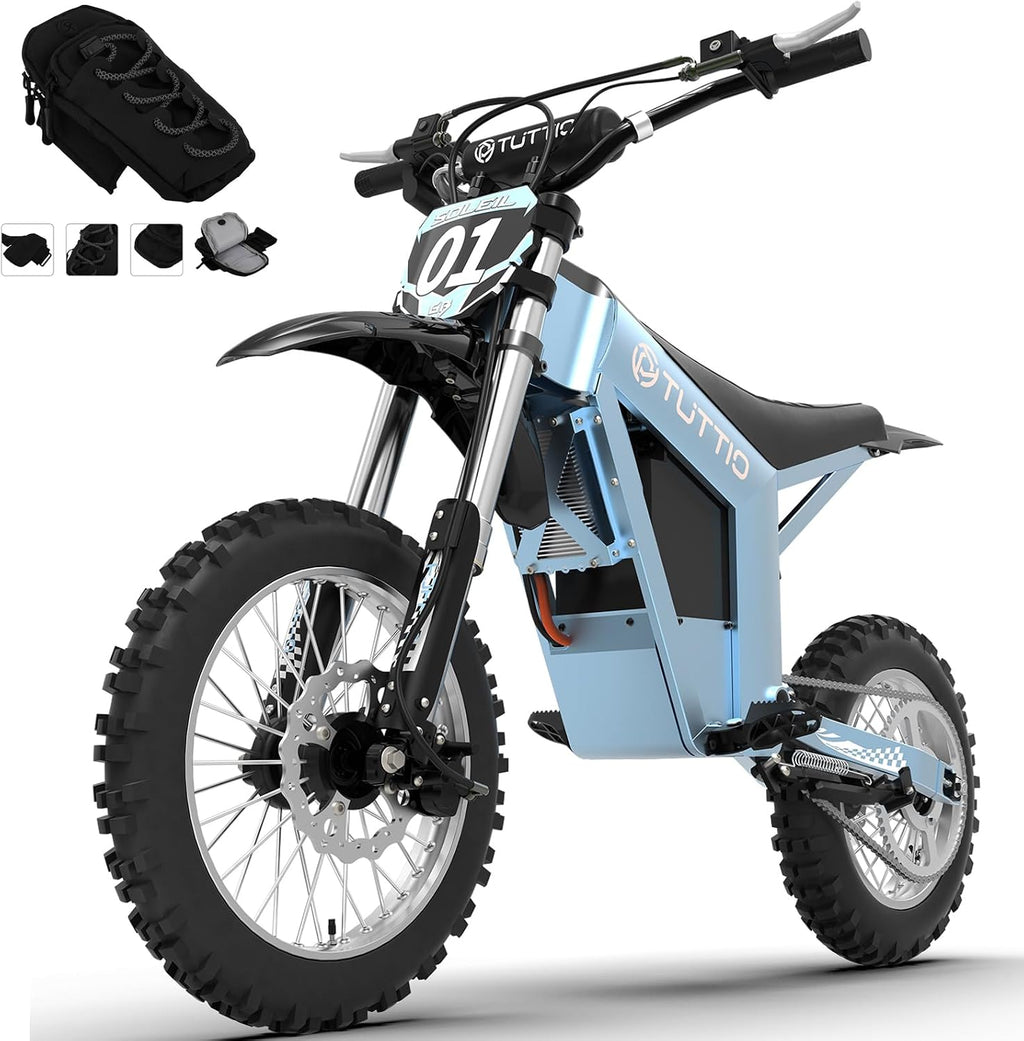 Tuttio Soleil01-GB E-Dirt-Bike - Peak 3000W 37MPH 200NM Electric-Bike with 48V 21Ah Battery, 14'/12' Fat Tire Electric Motocycle with Dual Suspension, Off-Road Ebike for Adults-Teens (USA Warehouse)