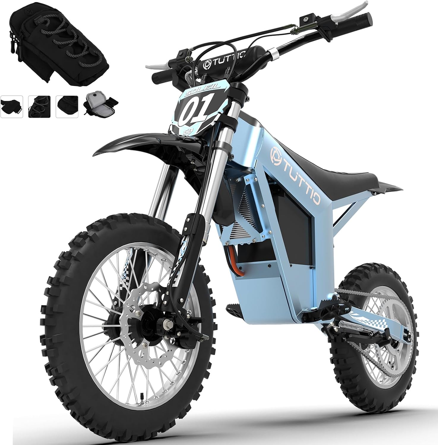 Tuttio Soleil01-GB E-Dirt-Bike - Peak 3000W 37MPH 200NM Electric-Bike with 48V 21Ah Battery, 14'/12' Fat Tire Electric Motocycle with Dual Suspension, Off-Road Ebike for Adults-Teens (USA Warehouse)