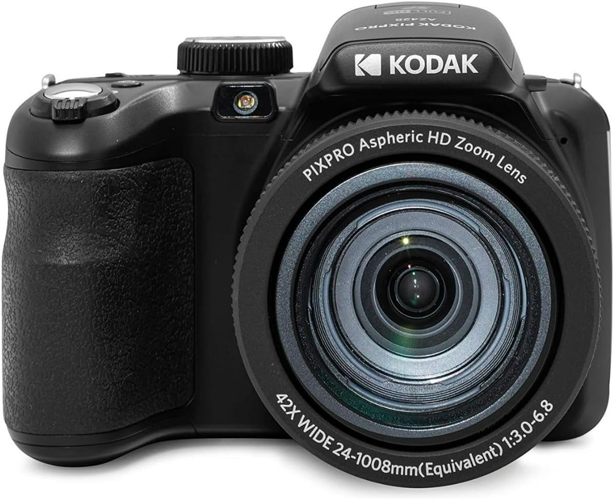KODAK PIXPRO AZ425 Astro Zoom 20MP Digital Camera (Black) Bundle with 32GB SD Card, Holster Case and Accessory Kit, Battery and Charger Kit, Cable, and Tripod (6 Items)