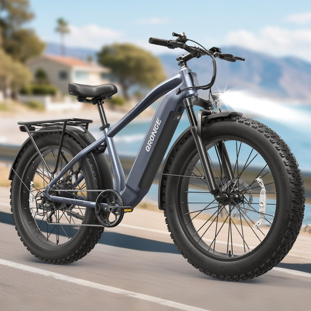 QRONGE Electric Bike for Adults 1800W Peak, Adult Electric Bicycles, 26' Fat Tire Ebike, 28MPH(PAS Mode) Electric Mountain E Bike, Up to 70 Miles, 7 Speed