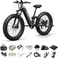 PUCKIPUPPY Electric Bike for Adults 960W+A Luxury Accessory Pack, 48V 20AH Battery Adult Electric Bicycles, 26' Fat Tire Full Suspension Step-Thru Ebike, 28MPH Mountain Ebike, 7 Speed, 80Miles Range