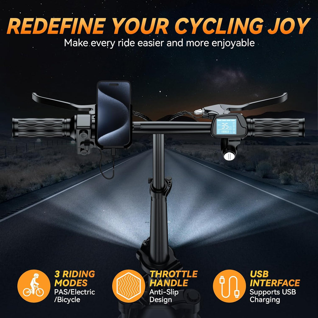 DTTZH Foldable Ebike with Keyless Ignore, 1000/2000W, 40/28MPH, 52V 25Ah/48V 15Ah, Max 60-80 Miles Range Folding Electric Bike, 14' Commuter Adult Electric Bicycle, UL2849 Certified E Bike