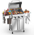 Electactic G31 Gas Grill, 3-Burner Gas Grill with Folding Side Tables,Stainless Steel 24,000 BTU BBQ Grill,Outdoor Propane Grill for Barbecue,Patio,Camping
