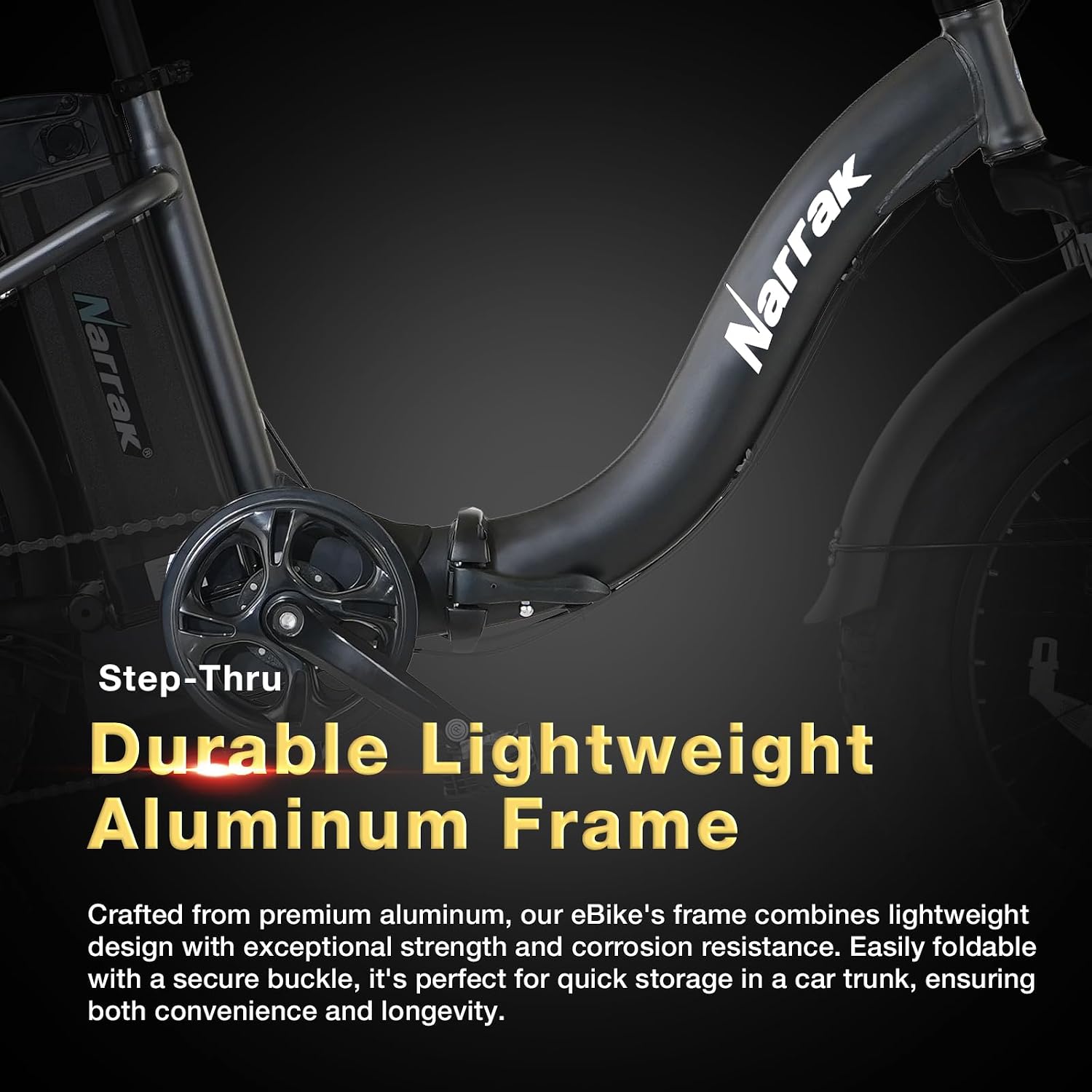 NARRAK Fat Tire Folding Electric Bike, 48V & 624Wh Lithium Removable Battery, Peak 1100W Brushless Motor, Max Speed 20Mph, M5 Large LCD Display, Suspension, Step-Over/Thru Frame