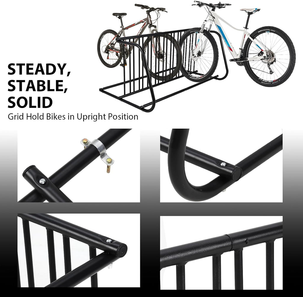 Garvee Commercial Floor Bike Rack Stand, Grid Bike Rack Ground, 10-Bike Capacity Dual Sided Bicycle Storage Stand Floor Parking Stand for Garages, Stores, Schools & Universities Power Coated Steel