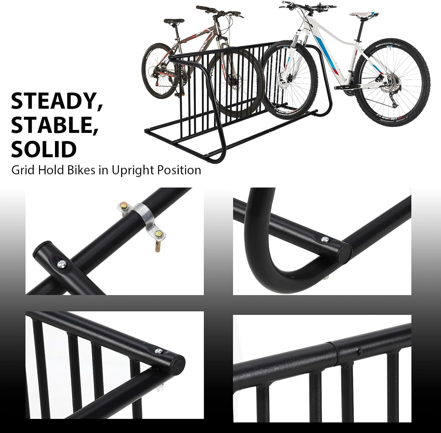 Garvee Commercial Floor Bike Rack Stand, Grid Bike Rack Ground, 10-Bike Capacity Dual Sided Bicycle Storage Stand Floor Parking Stand for Garages, Stores, Schools & Universities Power Coated Steel