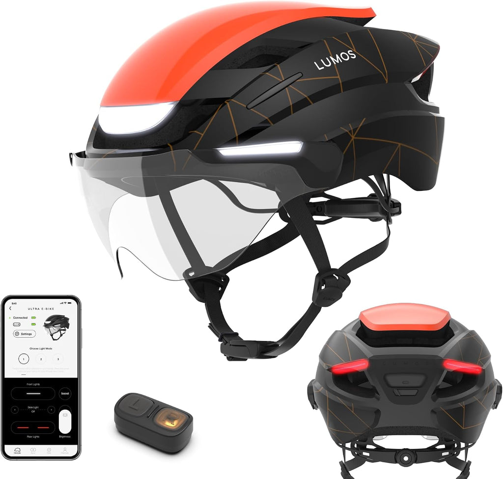 Lumos Ultra E-Bike Smart Helmet | NTA 8776 Certified | Front & Rear LED Lights | Retractable Face Shield | App Controlled | EBike, Scooter, Cycling, Bicycle | Adults, Men Women