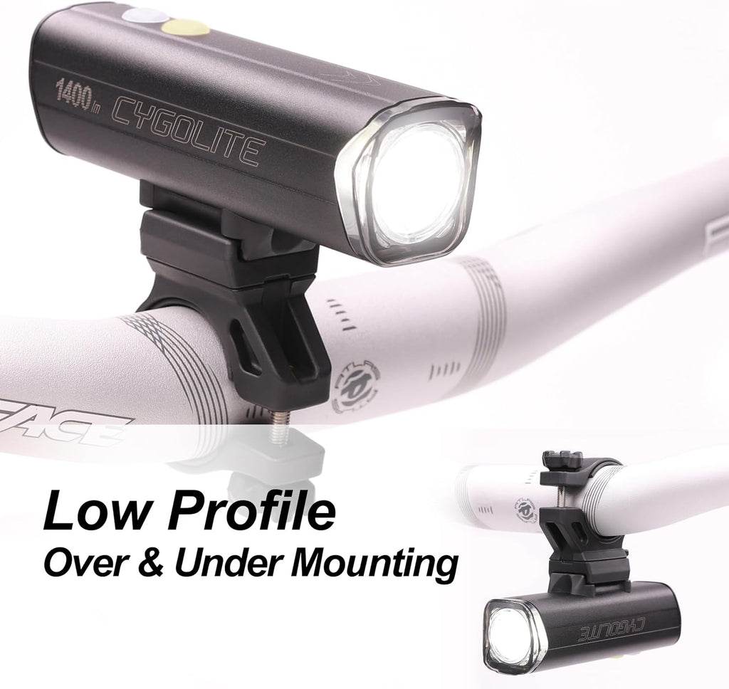 Cygolite Velocity 1600, 1200, 1000, 800 Lumen USB-C Bike Lights – Anodized Aluminum Alloy – 9 Light Modes – Fine Tunable Brightness - Compact, IP67 Waterproof – Hard Mount – Road & Mountain