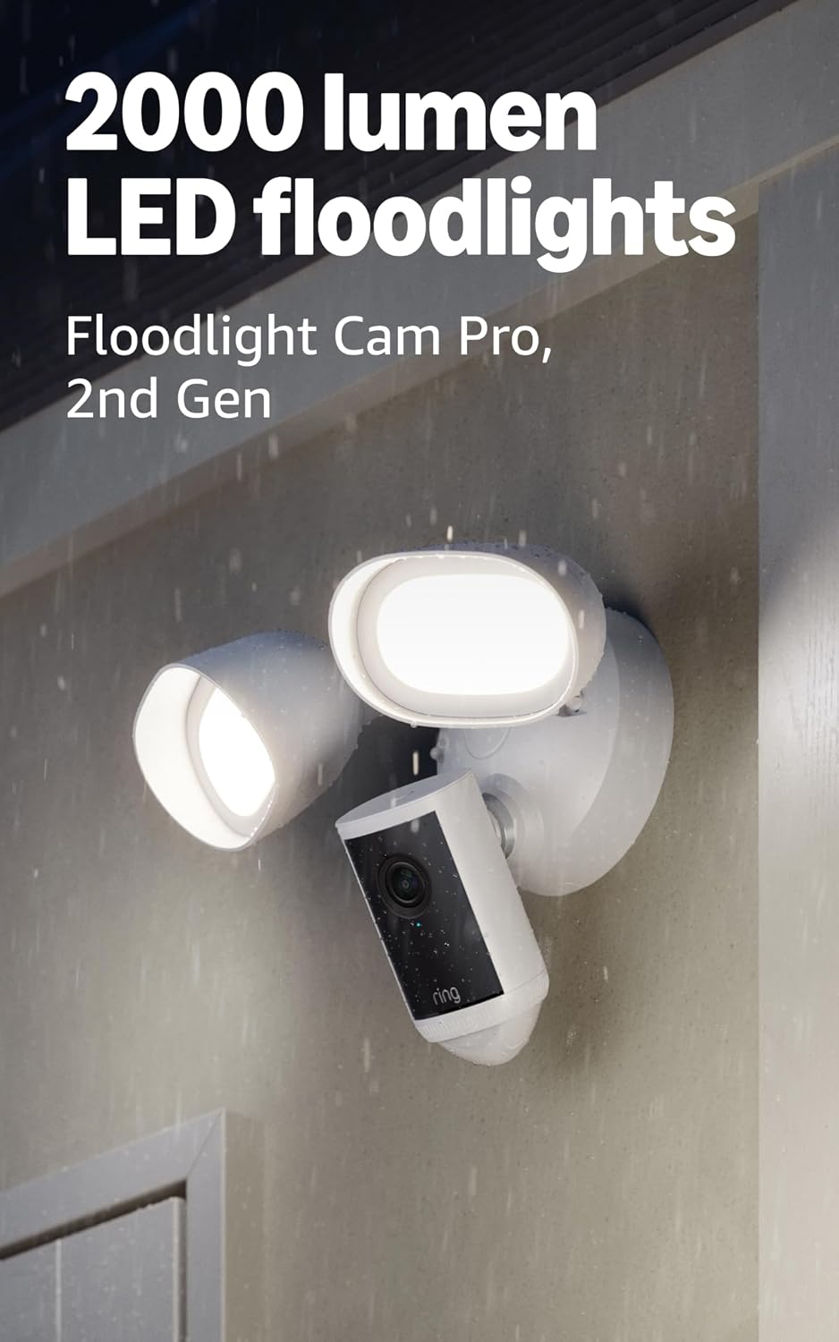 Ring Floodlight Cam Pro (Newest Model), White with Outdoor Cam Plus, Battery, White