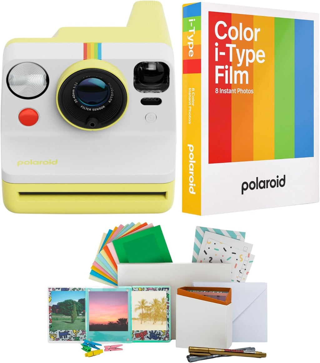 Polaroid Now Generation 3 Yellow Analog Instant Camera with Tripod Mount Bundle with Color Film and Accessories