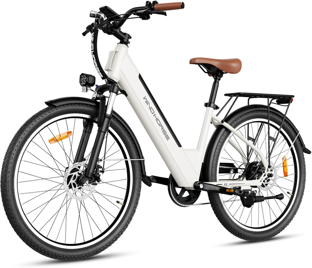 WINDHORSE 26' Electric Bike for Adults 20MPH & 30-50 Miles Range, Shimano 7-Speed, 468WH Removable Battery Commuter Ebike with 750W Peak Motor, Front Suspension, Rear Rack, Fenders, UL2849 Certified