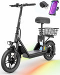 Hiboy Q2/U2 Adult Electric Scooter with Seat & Phone Holder – 500W Motor, 22mi Range, 14' Wheels, Dual Suspension, Neon Lights, Foldable for Commute, Flame