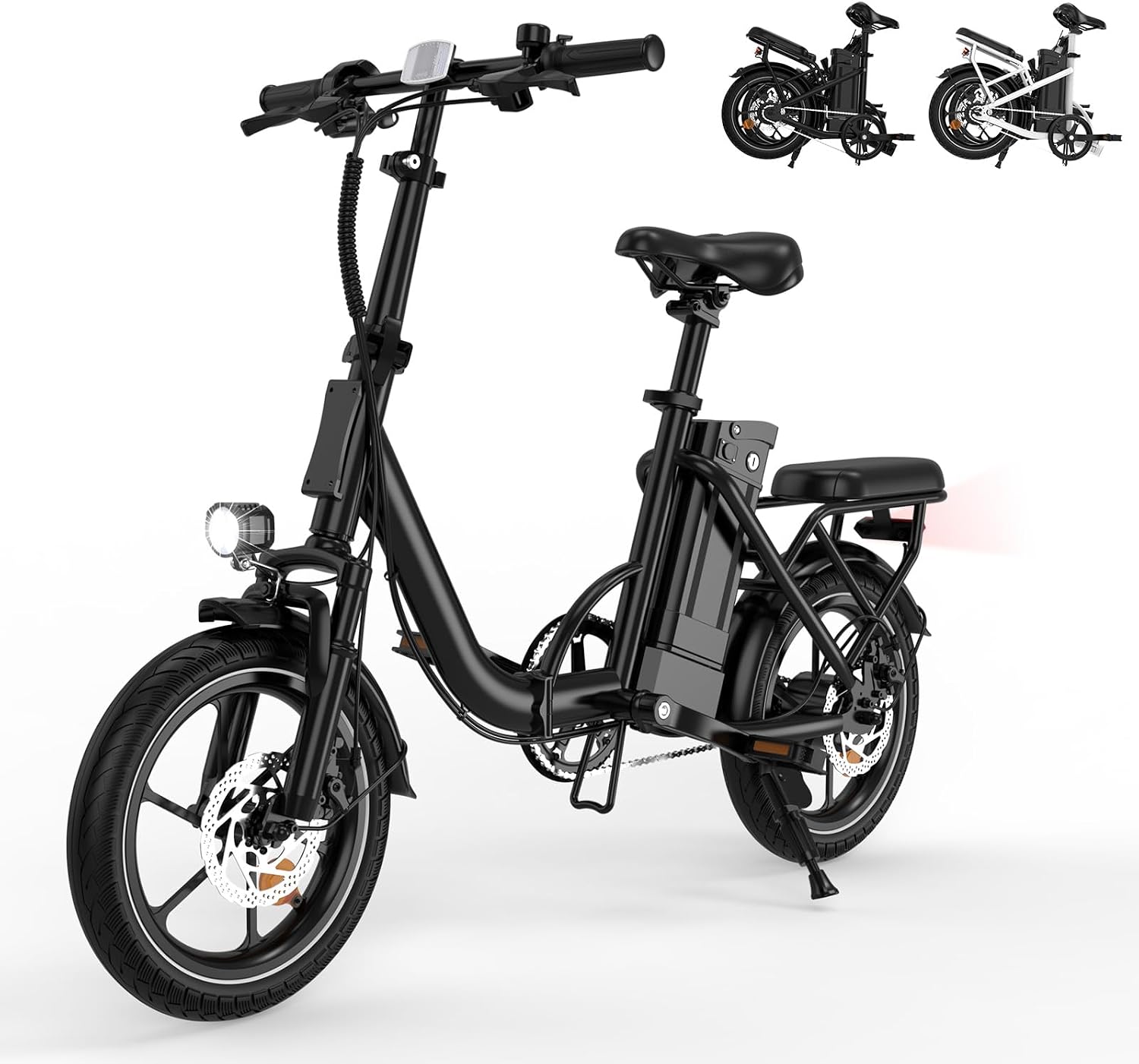 SEHOMY 2-Seat Electric Bike for Adults 630W Peak Motor, 25MPH Folding Ebike, 16' Adults Electric Bicycles with 30° Uphill, 288WH Removable Battery, 35 Miles Long Range, Commuter E Bikes Teens 14+