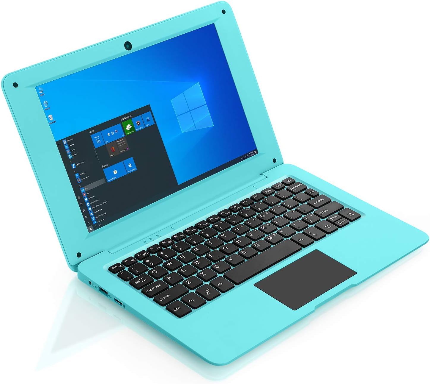 Windows 10 Computer Laptop Mini 10 Inch 32GB Ultra Thin and Light Netbook Quad Core CPU PC HDMI WiFi USB YouTube (Blue)