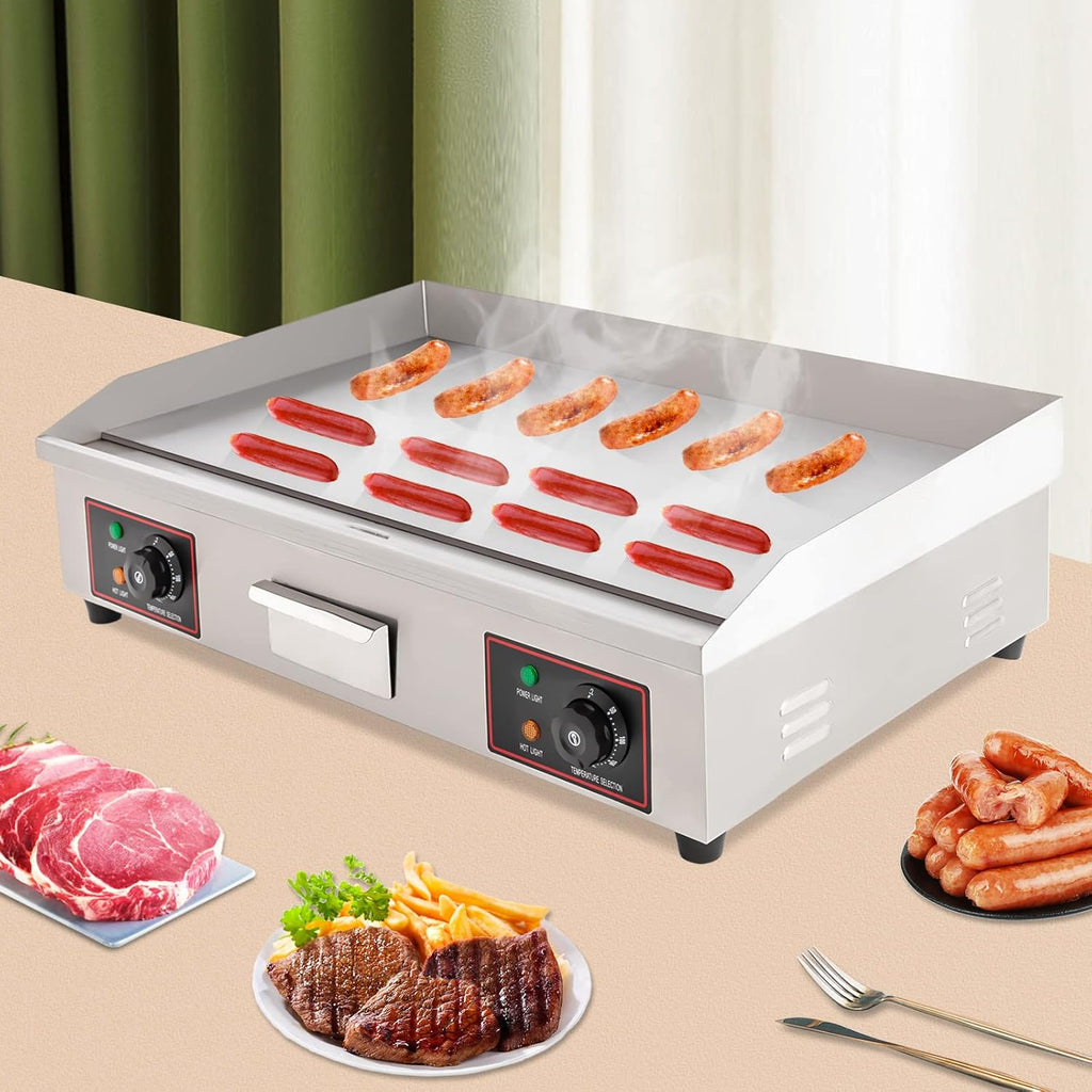 30'Commercial Electric Griddle Electric Countertop Griddle 3000W Restaurant Grill BBQ Flat Top 430 Stainless Steel Long Griddle Electric Nonstick Adjustable Thermostatic Control for Kitchen 110V