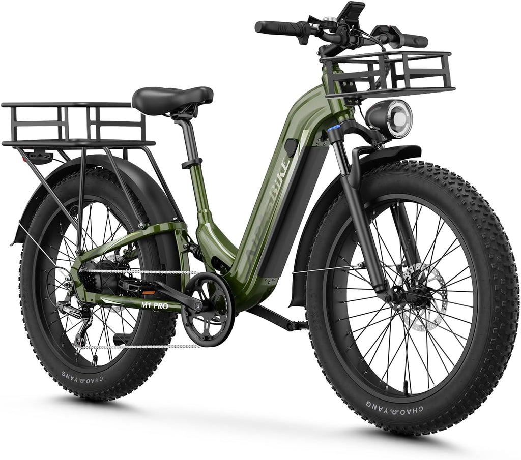 Aipas M1 Pro Electric Bike, 1800W Peak Motor Electric Bike for Adults, 26'' x 4.0'' Fat Tire Ebike, 48V 17.5Ah Electric Mountain Bike, 36MPH, 85 Miles Electric Bicycle, 7 Speed, 110NM with Rear Basket