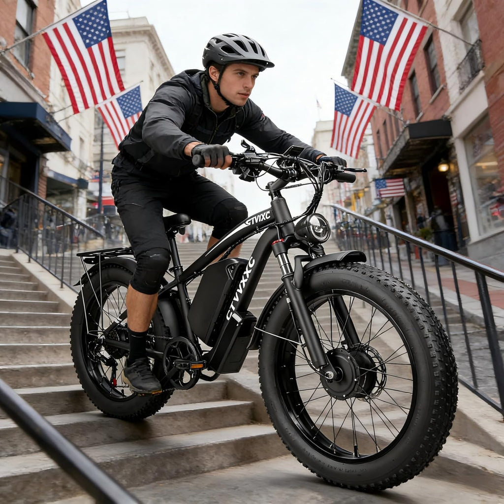 6000W Peak Dual Motor Ebike for Adults - 52V 34Ah Fast Electric Bike for Men Women 45 MPH,Up to 100 Miles,24' Fat Tire Lockable Suspension Electric Bicycle for Snow Off-Road Commuter Mountain E-Bike