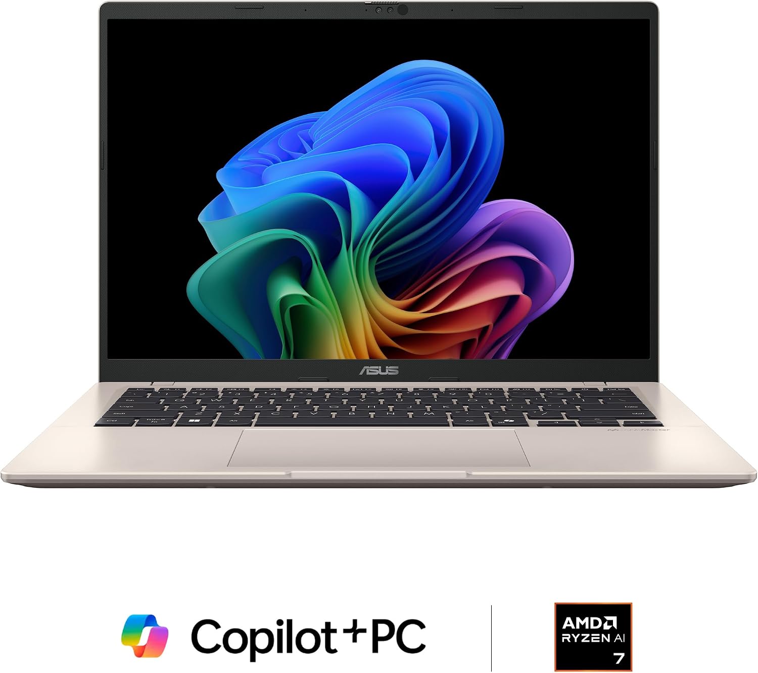 ASUS Vivobook 14 Laptop, Copilot+ PC, 14' WUXGA 60Hz Display, AMD Ryzen AI 7 350 with XDNA NPU, AMD Radeon Graphics, 16GB RAM, 512GB SSD, Platinum Gold, M1407KA-PS74